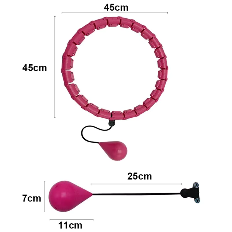 Cerceau Minceur Intelligent rose de 45 cm avec poids et système de réglage pour un entraînement efficace