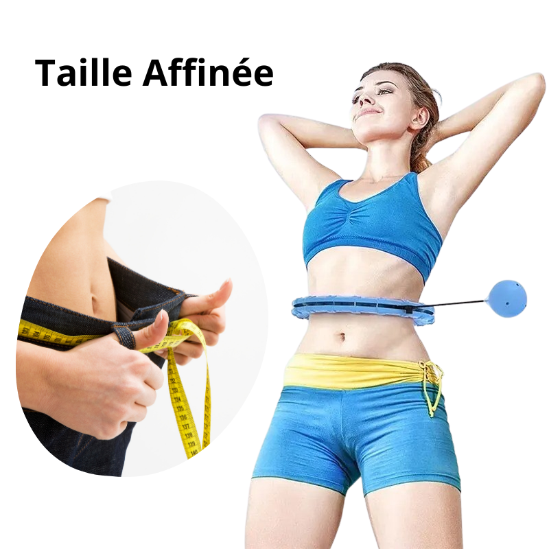 Femme utilisant un cerceau minceur intelligent pour affiner sa taille tout en mesurant ses progrès