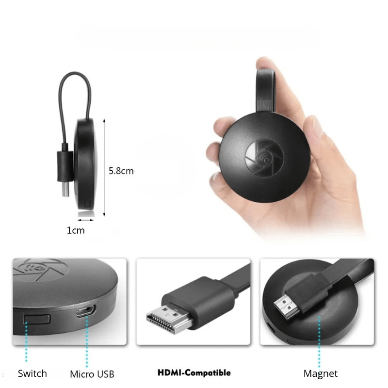 Stick Tv Multimédia compact avec connecteur HDMI et câble micro USB, facile à utiliser
