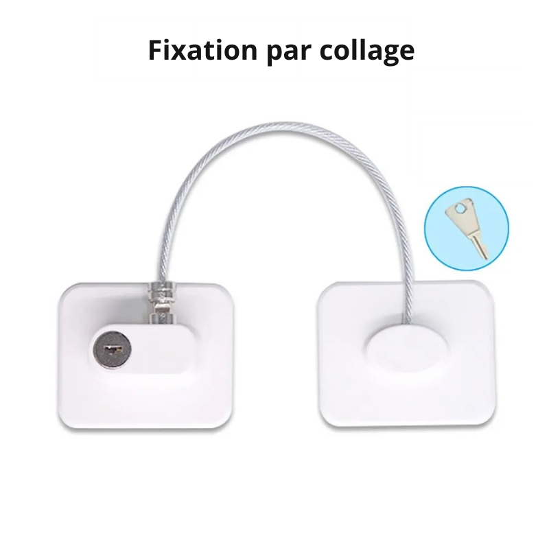 Verrou pour Frigo avec fixation par collage et clé pour sécuriser vos aliments