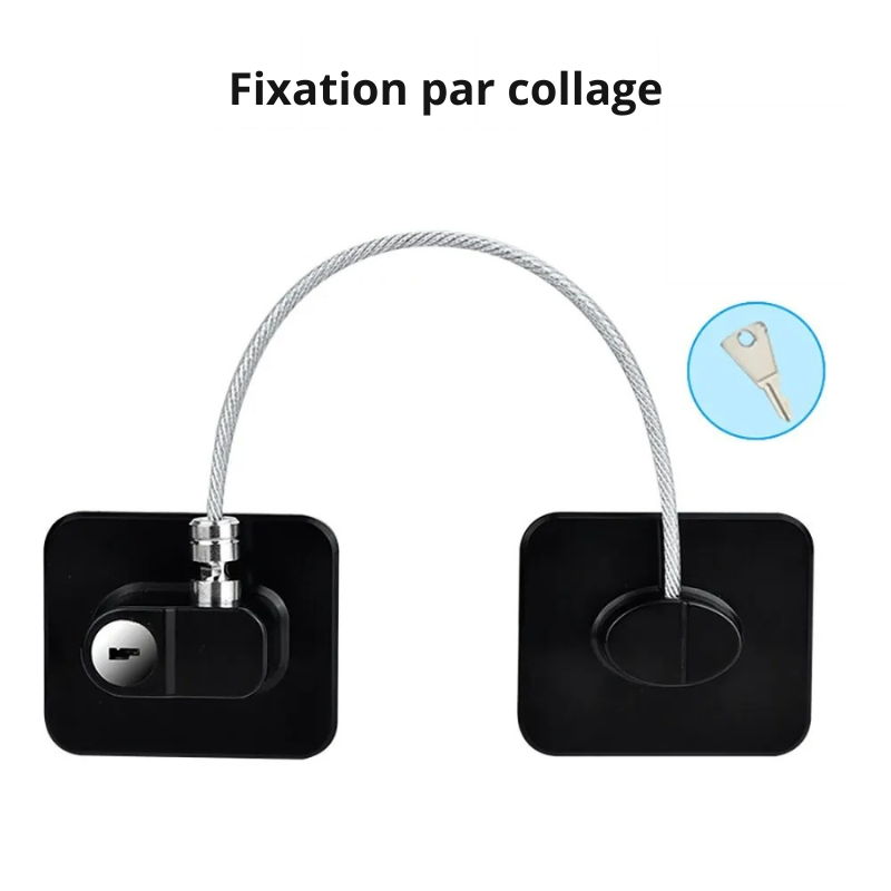 Verrou pour Frigo avec fixation par collage et câble de sécurité pour protéger vos aliments