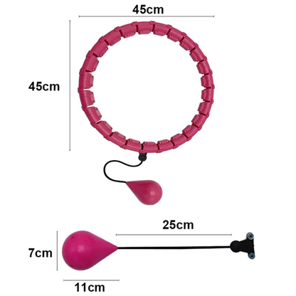 Cerceau Minceur Intelligent rose de 45 cm avec poids et système de réglage pour un entraînement efficace