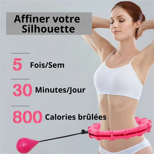 Cerceau Minceur Intelligent rose utilisé par une femme pour affiner sa silhouette en brûlant des calories