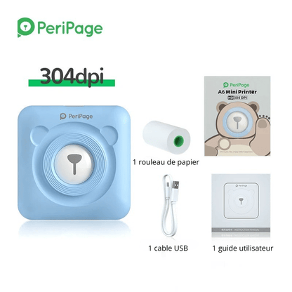 Imprimante Portable pour Téléphone Mobile PeriPage avec câble USB et rouleau de papier inclus