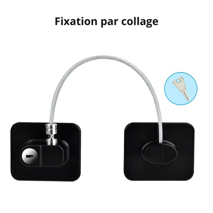 Verrou pour Frigo avec fixation par collage et câble de sécurité pour protéger vos aliments